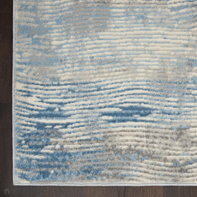 Solace SLA01 Ivory/Grey/Blue Runner-Nourison-Rug Love - The Most Loved Rug Store