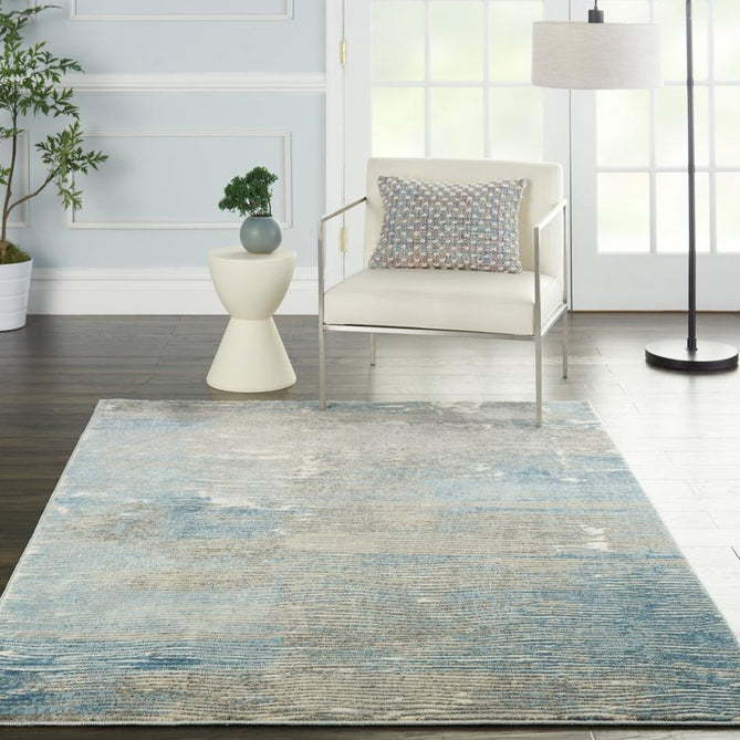 Solace SLA01 Ivory/Grey/Blue Runner-Nourison-Rug Love - The Most Loved Rug Store