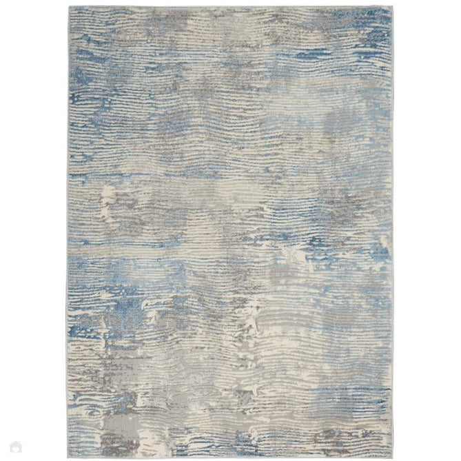Solace SLA01 Ivory/Grey/Blue Runner-Nourison-Rug Love - The Most Loved Rug Store