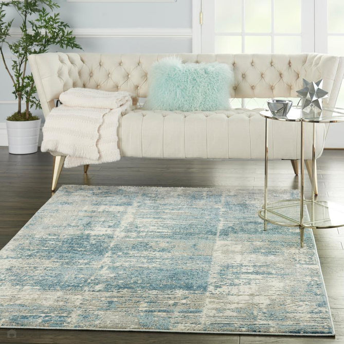 Solace SLA02 Ivory/Grey/Blue Runner-Nourison-Rug Love - The Most Loved Rug Store