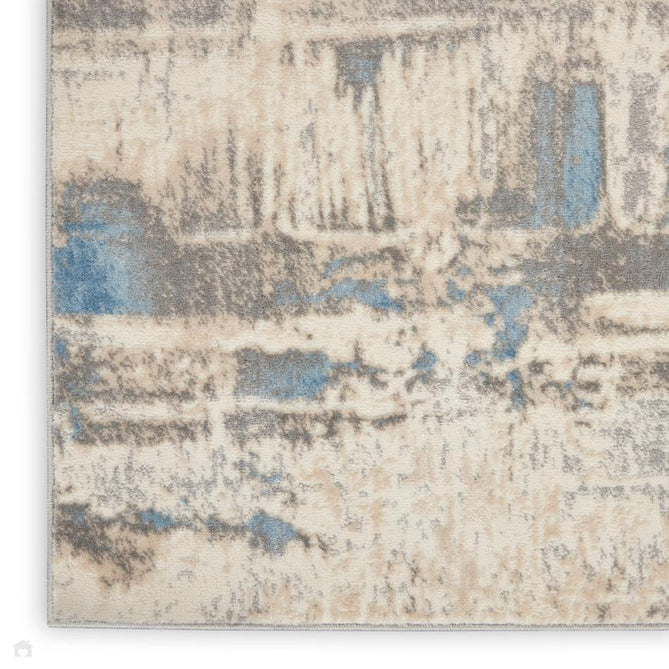Solace SLA07 Ivory/Grey/Blue Runner-Nourison-Rug Love - The Most Loved Rug Store