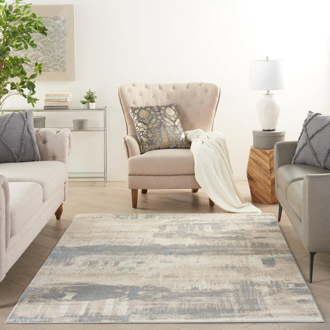 Solace SLA07 Ivory/Grey/Blue Runner-Nourison-Rug Love - The Most Loved Rug Store