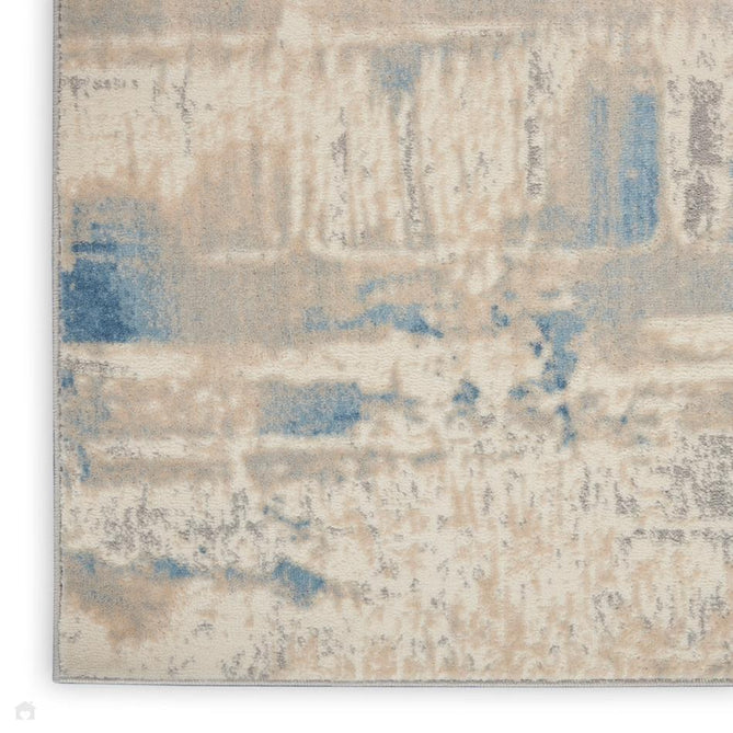 Solace SLA08 Ivory/Grey/Blue Runner-Nourison-Rug Love - The Most Loved Rug Store