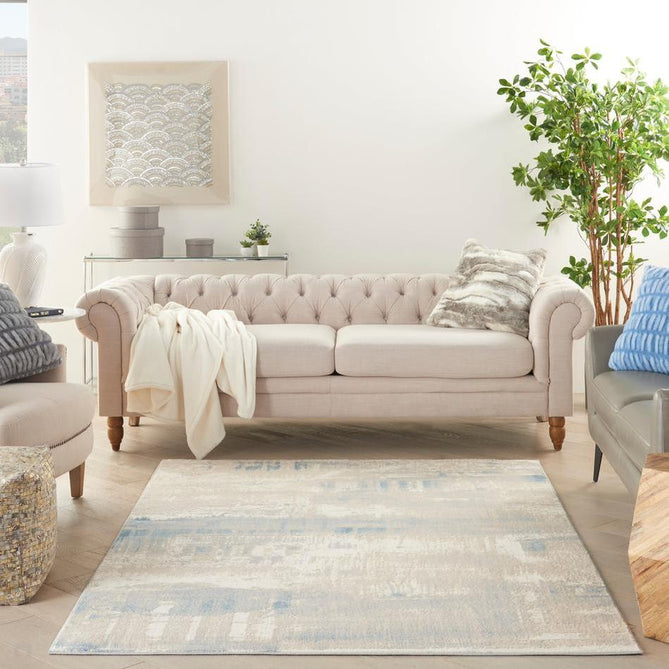 Solace SLA08 Ivory/Grey/Blue Runner-Nourison-Rug Love - The Most Loved Rug Store