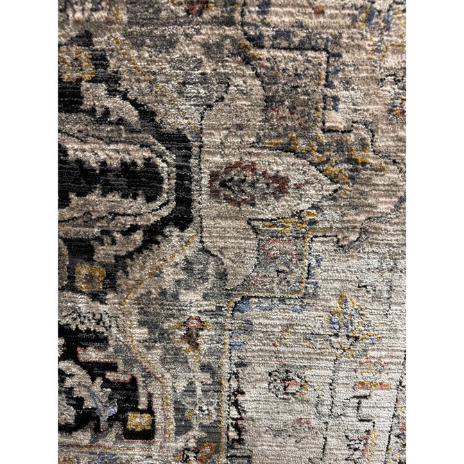 Sovereign Traditional Persian Vintage Distressed Shimmer Medallion Border Soft-Touch Ribbed Textured Polyester Low Flat-Pile Antique Grey/Beige/Charcoal/Multi Rug-Asiatic Carpets-Rug Love - The Most Loved Rug Store