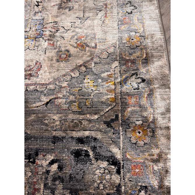 Sovereign Traditional Persian Vintage Distressed Shimmer Medallion Border Soft-Touch Ribbed Textured Polyester Low Flat-Pile Antique Grey/Beige/Charcoal/Multi Rug-Asiatic Carpets-Rug Love - The Most Loved Rug Store