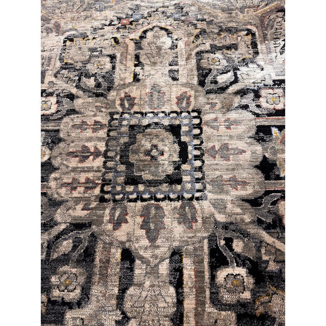 Sovereign Traditional Persian Vintage Distressed Shimmer Medallion Border Soft-Touch Ribbed Textured Polyester Low Flat-Pile Antique Grey/Beige/Charcoal/Multi Rug-Asiatic Carpets-Rug Love - The Most Loved Rug Store
