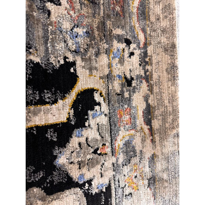 Sovereign Traditional Persian Vintage Distressed Shimmer Medallion Border Soft-Touch Ribbed Textured Polyester Low Flat-Pile Antique Grey/Beige/Charcoal/Multi Rug-Asiatic Carpets-Rug Love - The Most Loved Rug Store