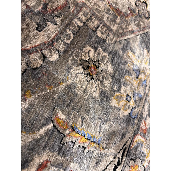 Sovereign Traditional Persian Vintage Distressed Shimmer Medallion Border Soft-Touch Ribbed Textured Polyester Low Flat-Pile Antique Grey/Beige/Charcoal/Multi Rug-Asiatic Carpets-Rug Love - The Most Loved Rug Store