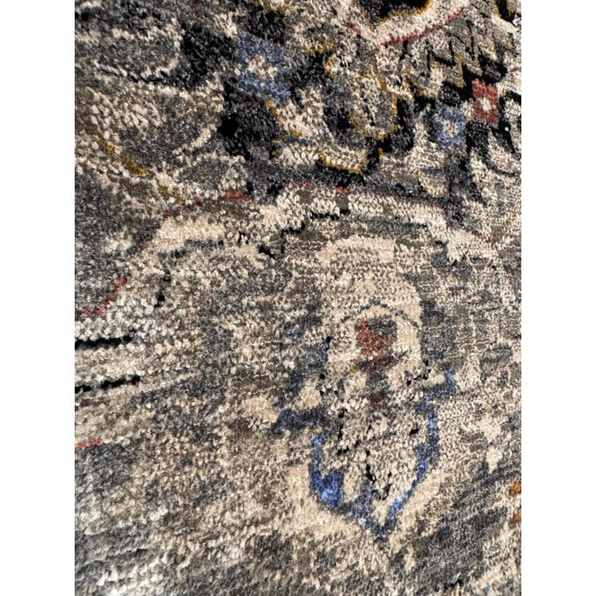Sovereign Traditional Persian Vintage Distressed Shimmer Medallion Border Soft-Touch Ribbed Textured Polyester Low Flat-Pile Antique Grey/Beige/Charcoal/Multi Rug-Asiatic Carpets-Rug Love - The Most Loved Rug Store
