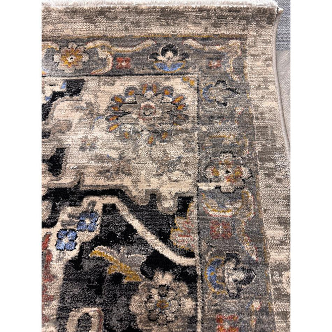 Sovereign Traditional Persian Vintage Distressed Shimmer Medallion Border Soft-Touch Ribbed Textured Polyester Low Flat-Pile Antique Grey/Beige/Charcoal/Multi Rug-Asiatic Carpets-Rug Love - The Most Loved Rug Store