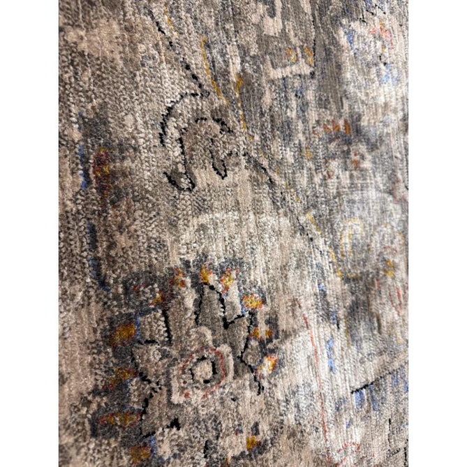 Sovereign Traditional Persian Vintage Distressed Shimmer Medallion Border Soft-Touch Ribbed Textured Polyester Low Flat-Pile Antique Grey/Beige/Charcoal/Multi Rug-Asiatic Carpets-Rug Love - The Most Loved Rug Store