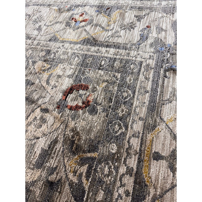Sovereign Traditional Persian Vintage Distressed Shimmer Medallion Border Soft-Touch Ribbed Textured Polyester Low Profile Short Pile Fringe Ash Beige/Natural/Grey/Multi Rug-Asiatic Carpets-Rug Love - The Most Loved Rug Store