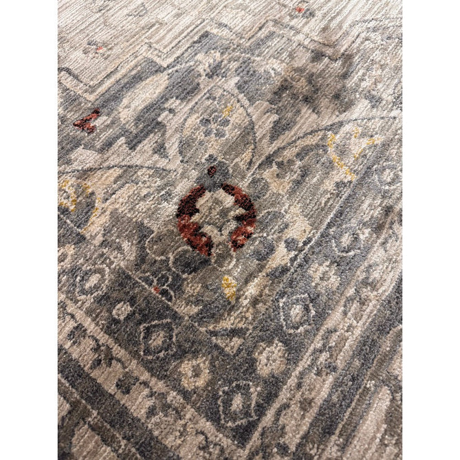 Sovereign Traditional Persian Vintage Distressed Shimmer Medallion Border Soft-Touch Ribbed Textured Polyester Low Profile Short Pile Fringe Ash Beige/Natural/Grey/Multi Rug-Asiatic Carpets-Rug Love - The Most Loved Rug Store