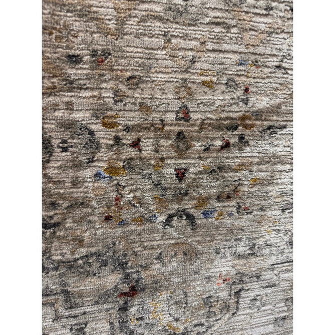 Sovereign Traditional Persian Vintage Distressed Shimmer Medallion Border Soft-Touch Ribbed Textured Polyester Low Profile Short Pile Fringe Ash Beige/Natural/Grey/Multi Rug-Asiatic Carpets-Rug Love - The Most Loved Rug Store
