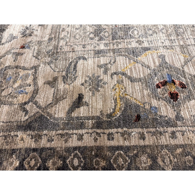 Sovereign Traditional Persian Vintage Distressed Shimmer Medallion Border Soft-Touch Ribbed Textured Polyester Low Profile Short Pile Fringe Ash Beige/Natural/Grey/Multi Rug-Asiatic Carpets-Rug Love - The Most Loved Rug Store