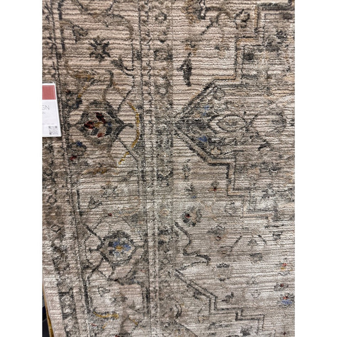 Sovereign Traditional Persian Vintage Distressed Shimmer Medallion Border Soft-Touch Ribbed Textured Polyester Low Profile Short Pile Fringe Ash Beige/Natural/Grey/Multi Rug-Asiatic Carpets-Rug Love - The Most Loved Rug Store
