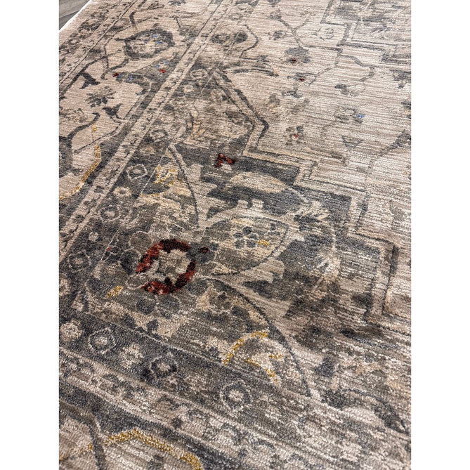 Sovereign Traditional Persian Vintage Distressed Shimmer Medallion Border Soft-Touch Ribbed Textured Polyester Low Profile Short Pile Fringe Ash Beige/Natural/Grey/Multi Rug-Asiatic Carpets-Rug Love - The Most Loved Rug Store