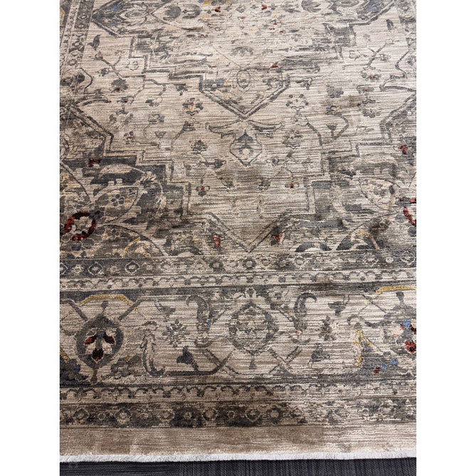 Sovereign Traditional Persian Vintage Distressed Shimmer Medallion Border Soft-Touch Ribbed Textured Polyester Low Profile Short Pile Fringe Ash Beige/Natural/Grey/Multi Rug-Asiatic Carpets-Rug Love - The Most Loved Rug Store