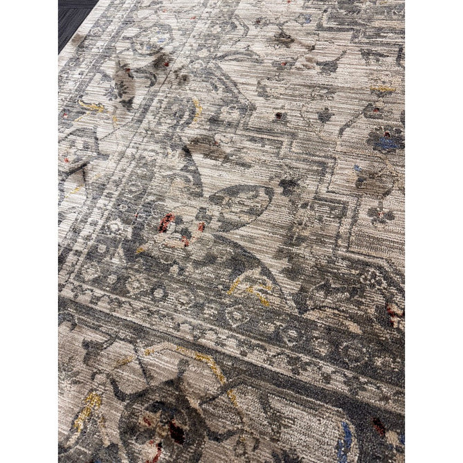 Sovereign Traditional Persian Vintage Distressed Shimmer Medallion Border Soft-Touch Ribbed Textured Polyester Low Profile Short Pile Fringe Ash Beige/Natural/Grey/Multi Rug-Asiatic Carpets-Rug Love - The Most Loved Rug Store