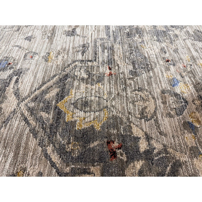 Sovereign Traditional Persian Vintage Distressed Shimmer Medallion Border Soft-Touch Ribbed Textured Polyester Low Profile Short Pile Fringe Ash Beige/Natural/Grey/Multi Rug-Asiatic Carpets-Rug Love - The Most Loved Rug Store