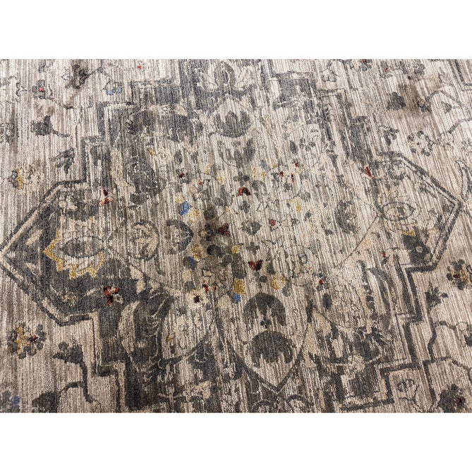 Sovereign Traditional Persian Vintage Distressed Shimmer Medallion Border Soft-Touch Ribbed Textured Polyester Low Profile Short Pile Fringe Ash Beige/Natural/Grey/Multi Rug-Asiatic Carpets-Rug Love - The Most Loved Rug Store