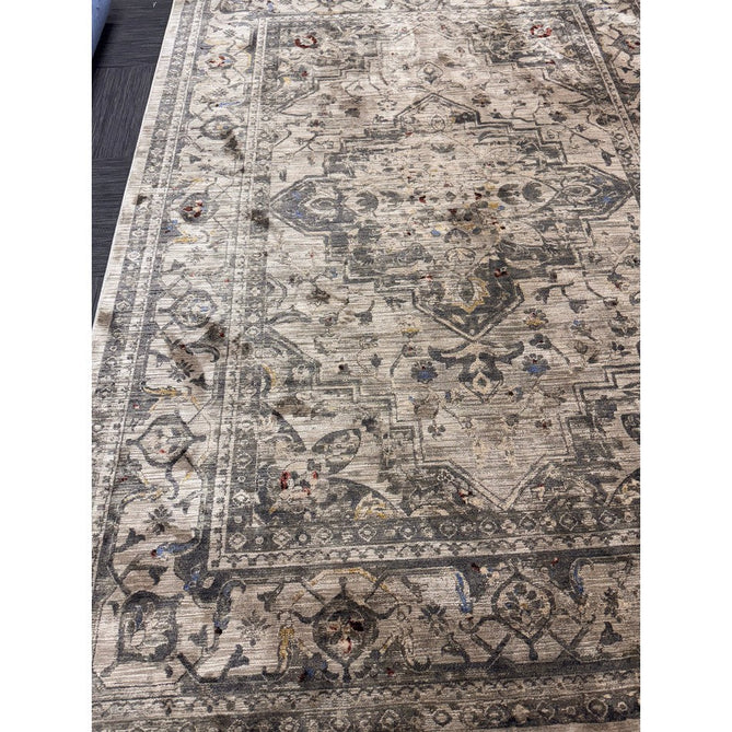Sovereign Traditional Persian Vintage Distressed Shimmer Medallion Border Soft-Touch Ribbed Textured Polyester Low Profile Short Pile Fringe Ash Beige/Natural/Grey/Multi Rug-Asiatic Carpets-Rug Love - The Most Loved Rug Store