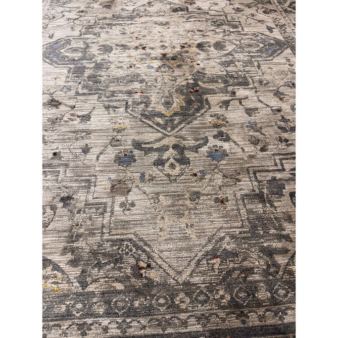 Sovereign Traditional Persian Vintage Distressed Shimmer Medallion Border Soft-Touch Ribbed Textured Polyester Low Profile Short Pile Fringe Ash Beige/Natural/Grey/Multi Rug-Asiatic Carpets-Rug Love - The Most Loved Rug Store