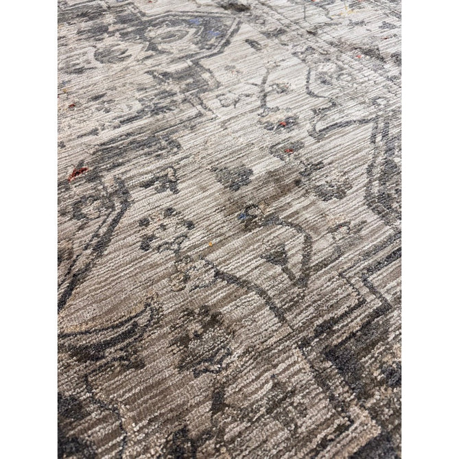 Sovereign Traditional Persian Vintage Distressed Shimmer Medallion Border Soft-Touch Ribbed Textured Polyester Low Profile Short Pile Fringe Ash Beige/Natural/Grey/Multi Rug-Asiatic Carpets-Rug Love - The Most Loved Rug Store