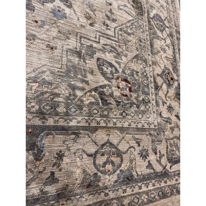 Sovereign Traditional Persian Vintage Distressed Shimmer Medallion Border Soft-Touch Ribbed Textured Polyester Low Profile Short Pile Fringe Ash Beige/Natural/Grey/Multi Rug-Asiatic Carpets-Rug Love - The Most Loved Rug Store