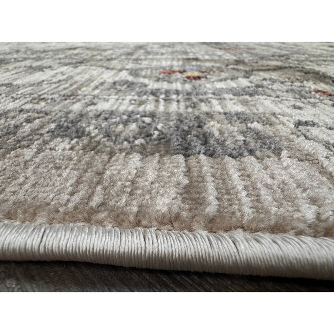 Sovereign Traditional Persian Vintage Distressed Shimmer Medallion Border Soft-Touch Ribbed Textured Polyester Low Profile Short Pile Fringe Ash Beige/Natural/Grey/Multi Rug-Asiatic Carpets-Rug Love - The Most Loved Rug Store