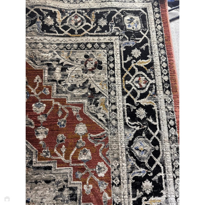 Sovereign Traditional Persian Vintage Distressed Shimmer Medallion Border Soft-Touch Ribbed Textured Polyester Low Profile Short Pile Fringe Terracotta/Beige/Black/Grey/Multi Rug-Asiatic Carpets-Rug Love - The Most Loved Rug Store