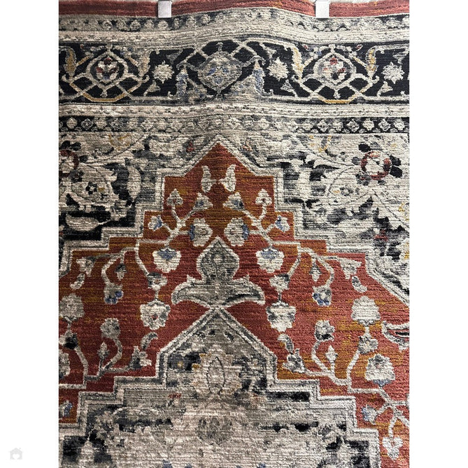 Sovereign Traditional Persian Vintage Distressed Shimmer Medallion Border Soft-Touch Ribbed Textured Polyester Low Profile Short Pile Fringe Terracotta/Beige/Black/Grey/Multi Rug-Asiatic Carpets-Rug Love - The Most Loved Rug Store