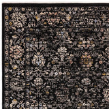 Sovereign Traditional Persian Vintage Floral Distressed Shimmer Border Soft-Touch Ribbed Textured Polyester Low Flat-Pile Black/Multi Rug