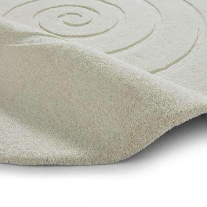 Spiral Modern Plain Hand Woven Carved Hi-Low Wool Round Ivory Rug 180 x 180 cm
