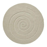Spiral Modern Plain Hand Woven Carved Hi-Low Wool Round Ivory Rug 180 x 180 cm