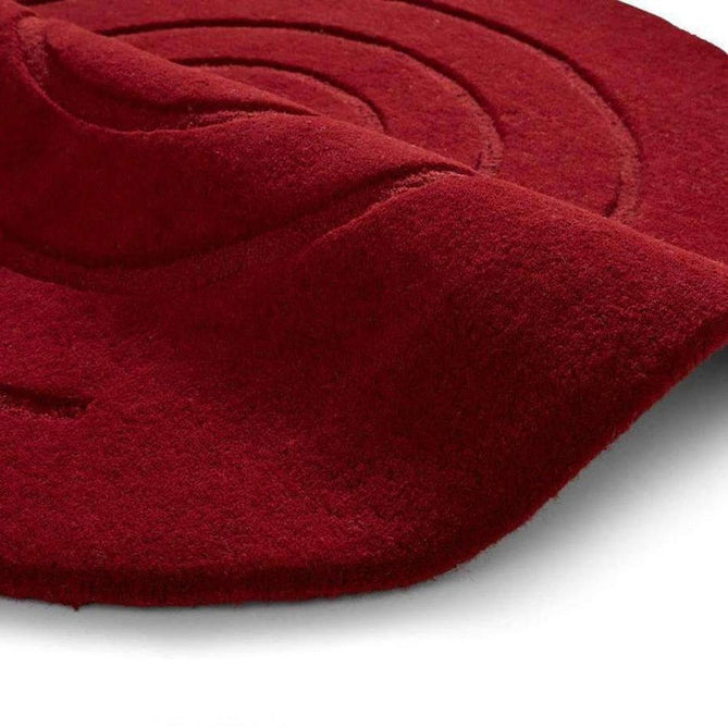 Spiral Modern Plain Hand Woven Carved Hi-Low Wool Round Red Rug-Think Rugs-Rug Love - The Most Loved Rug Store