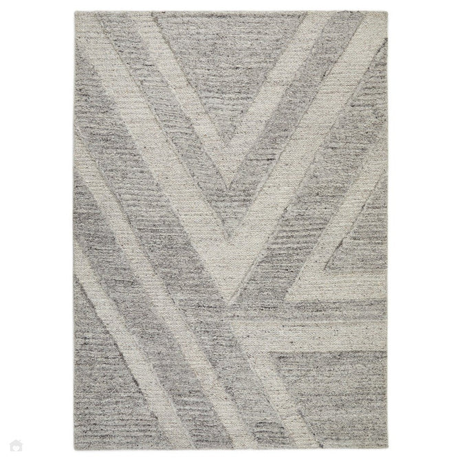 Stellar Arrow Modern Geometric Hand-Woven Sumak Style Textured Wool Loop Pile Grey Rug-Melrose-Rug Love - The Most Loved Rug Store