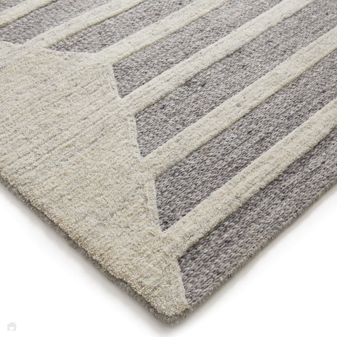 Stellar Ladder Modern Geometric Linear Hand-Woven Sumak Style Textured Wool Loop Pile Grey/Cream Rug-Melrose-Rug Love - The Most Loved Rug Store