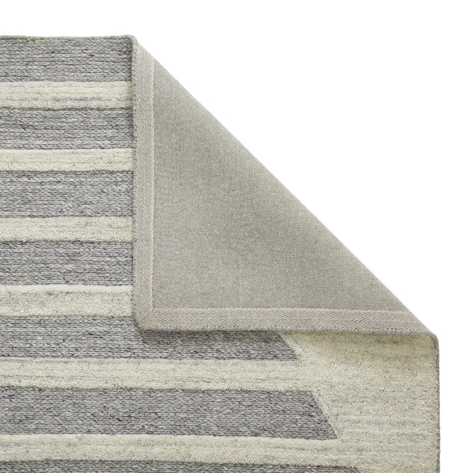 Stellar Ladder Modern Geometric Linear Hand-Woven Sumak Style Textured Wool Loop Pile Grey/Cream Rug-Melrose-Rug Love - The Most Loved Rug Store