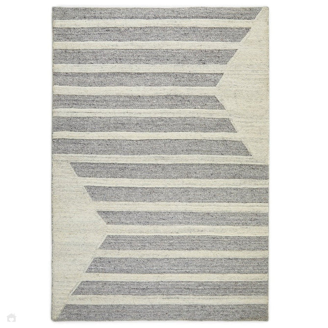 Stellar Ladder Modern Geometric Linear Hand-Woven Sumak Style Textured Wool Loop Pile Grey/Cream Rug-Melrose-Rug Love - The Most Loved Rug Store