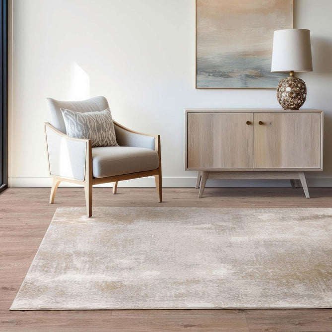 Stellar ST01 Modern Abstract Distressed Shimmer Hi-Low Textured Smooth Soft-Touch Polyblend Short Pile Beige/Ivory/Taupe/Silver Rug-Asiatic Carpets-Rug Love - The Most Loved Rug Store