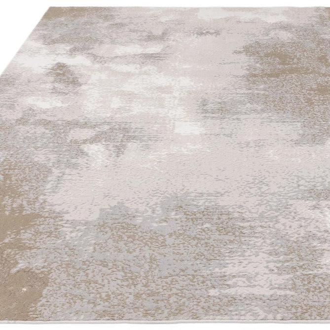 Stellar ST01 Modern Abstract Distressed Shimmer Hi-Low Textured Smooth Soft-Touch Polyblend Short Pile Beige/Ivory/Taupe/Silver Rug-Asiatic Carpets-Rug Love - The Most Loved Rug Store