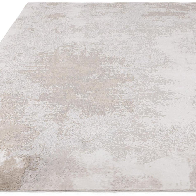 Stellar ST01 Modern Abstract Distressed Shimmer Hi-Low Textured Smooth Soft-Touch Polyblend Short Pile Beige/Ivory/Taupe/Silver Rug-Asiatic Carpets-Rug Love - The Most Loved Rug Store