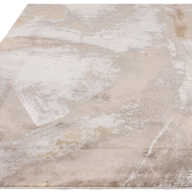 Stellar ST02 Modern Abstract Distressed Metallic Shimmer Hi-Low Textured Smooth Soft-Touch Polyester Low Profile Short Pile Beige/Grey/Cream Rug-Asiatic Carpets-Rug Love - The Most Loved Rug Store