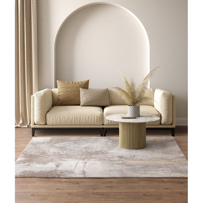 Stellar ST02 Modern Abstract Distressed Shimmer Hi-Low Textured Smooth Soft-Touch Polyblend Short Pile Beige/Grey/Cream Rug-Asiatic Carpets-Rug Love - The Most Loved Rug Store