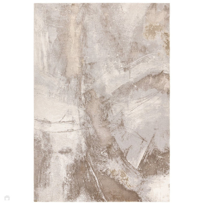 Stellar ST02 Modern Abstract Distressed Shimmer Hi-Low Textured Smooth Soft-Touch Polyblend Short Pile Beige/Grey/Cream Rug-Asiatic Carpets-Rug Love - The Most Loved Rug Store
