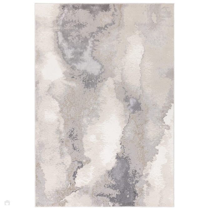Stellar ST03 Modern Abstract Distressed Metallic Shimmer Hi-Low Textured Smooth Soft-Touch Polyester Low Profile Short Pile Beige/Grey/Cream Rug-Asiatic Carpets-Rug Love - The Most Loved Rug Store