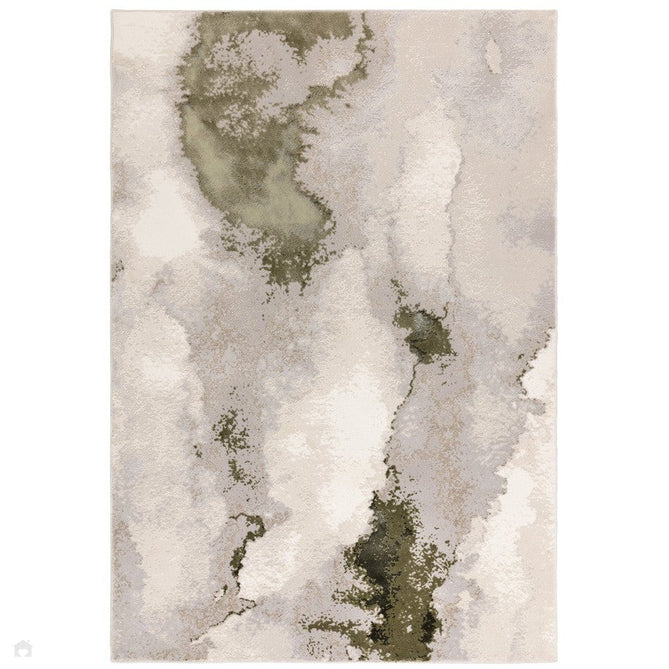 Stellar ST04 Modern Abstract Distressed Shimmer Hi-Low Textured Smooth Soft-Touch Polyblend Short Pile Grey/Cream/Beige/Green Rug-Asiatic Carpets-Rug Love - The Most Loved Rug Store