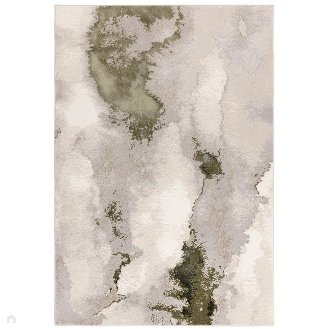 Stellar ST04 Modern Abstract Distressed Shimmer Hi-Low Textured Smooth Soft-Touch Polyblend Short Pile Grey/Cream/Beige/Green Rug-Asiatic Carpets-Rug Love - The Most Loved Rug Store